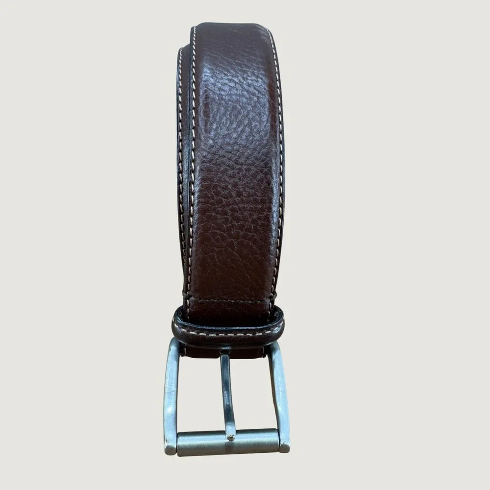 Eddie Bauer Leather Belt 38‎ Brown Pebbled Gorpcore Rugged Outdoor Classic